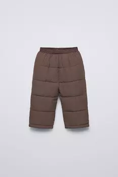 Водоотталкивающие стеганые брюки ZARA, коричневый