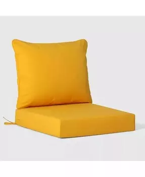 Водоотталкивающие уличные глубокие подушки для спинки сиденья из 2 предметов для патио, 25 x 25 дюймов Westintrends, желтый