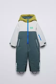 Водоотталкивающий и ветрозащитный комбинезон с капюшоном из коллекции лыж ZARA, антрацитово-серый