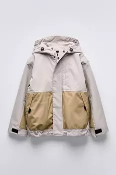Водоотталкивающий плащ colour block ZARA, цвет stone