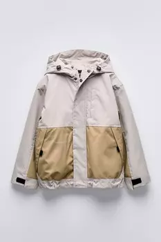 Водоотталкивающий плащ colour block ZARA, цвет stone