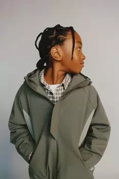 Водоотталкивающий плащ colour block ZARA, хаки