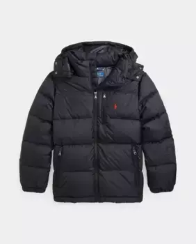 Водоотталкивающий пуховик для мальчика черного цвета Polo Ralph Lauren