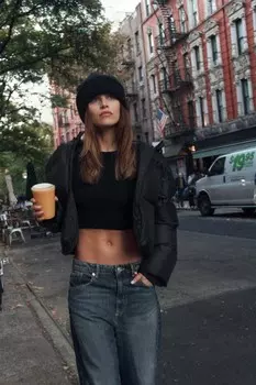 Водоотталкивающий пуховой анорак ZARA, черный