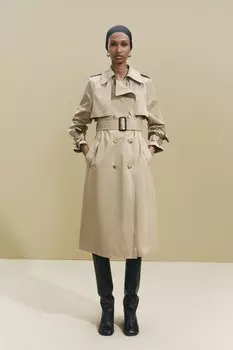 Водоотталкивающий тренч с поясом ZARA, кэмел