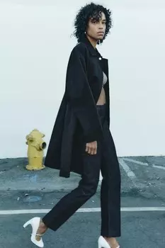 Водоотталкивающий тренч ZARA, черный