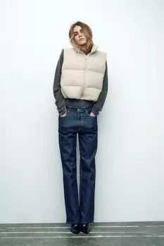 Водоотталкивающий ветрозащитный пуховик ZARA, экрю