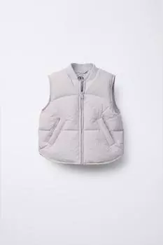 Водоотталкивающий жилет из фугу ZARA, цвет Stone