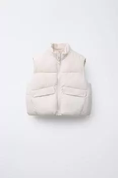 Водоотталкивающий жилет с карманами ZARA, экрю