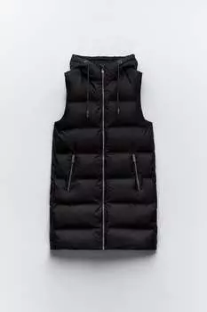 Водоотталкивающийся пуховый жилет с ветрозащитой ZARA, черный