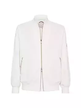 Водостойкая куртка-бомбер из технохлопка Brunello Cucinelli, цвет off white