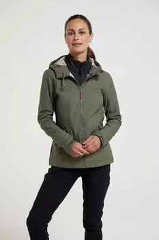 Водостойкая легкая куртка из софтшелла с несколькими карманами и капюшоном 'Iona' Mountain Warehouse, хаки