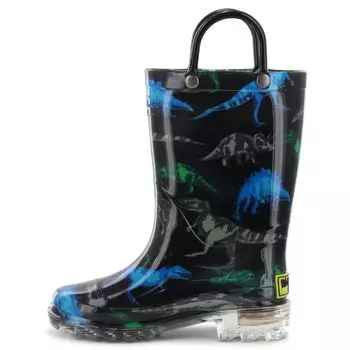 Водостойкие дождевые сапоги с подсветкой и подсветкой для маленьких мальчиков Western Chief Dinosaur Friends Western Chief