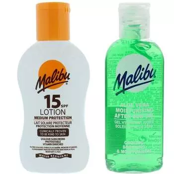 Водостойкий бальзам Malibu SPF15 100 мл + Алоэ после загара 100 мл