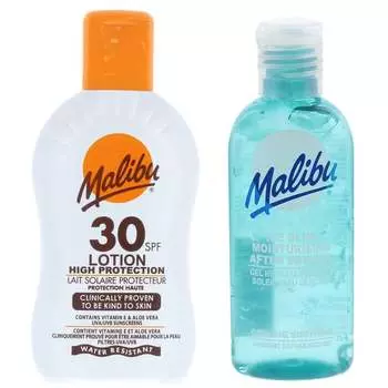 Водостойкий бальзам Malibu SPF30 200 мл + Гель после загара 100 мл