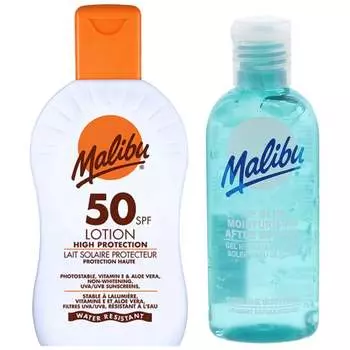 Водостойкий бальзам Malibu SPF50 200 мл + Гель после загара 100 мл
