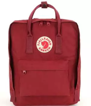 Водостойкий хлопковый трансформируемый рюкзак Fjallraven с нашивкой-логотипом Kanken и застежкой-молнией, красный