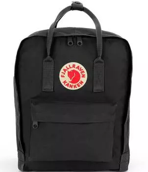 Водостойкий хлопковый трансформируемый рюкзак Fjallraven с нашивкой-логотипом Kanken и застежкой-молнией, черный