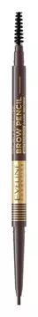 Водостойкий карандаш для бровей 2-в-1 с кисточкой Eveline Cosmetics Micro Precise, оттенок 03 Dark Brown 4 г