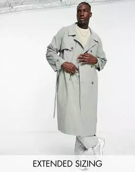 Водостойкий тренч оверсайз цвета шалфея ASOS DESIGN