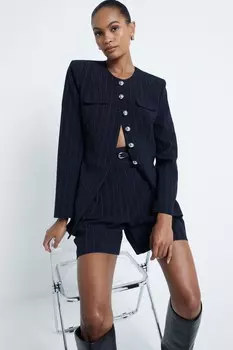 Военная куртка в тонкую полоску River Island, синий