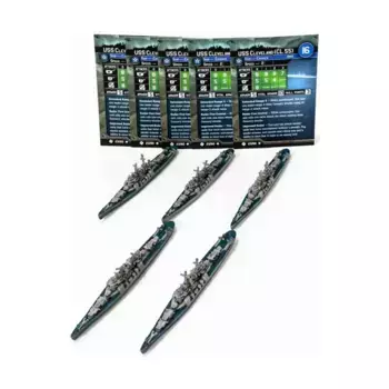 Военный корабль США «Кливленд» (CL 55) (U) x5, Axis & Allies - Collectible Miniatures Game - War at Sea - Task Force Singles