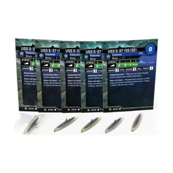 Военный корабль США С-37 (СС 132) (С) x5, Axis & Allies - Collectible Miniatures Game - War at Sea - Condition Zebra Singles