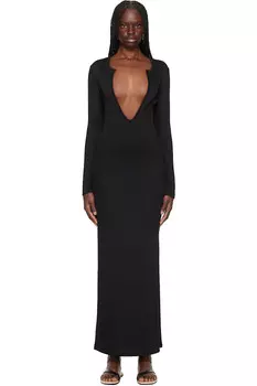 Вогнутое длинное платье с рукавом-резинкой макси Christopher Esber, черный
