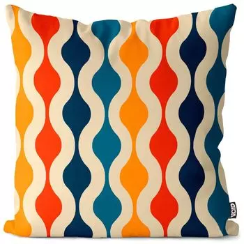 VOID 70-е годы Ретро-дизайн с графическим рисунком Чехол на подушку Полиэстер Водонепроницаемая подушка для улицы и дома Размер: 60 x 60 см