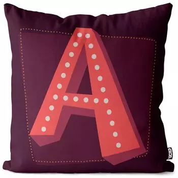 VOID A Буквы Винтажные инициалы Чехол на подушку Полиэстер Водонепроницаемая подушка для улицы и дома Размер: 60 x 60 см