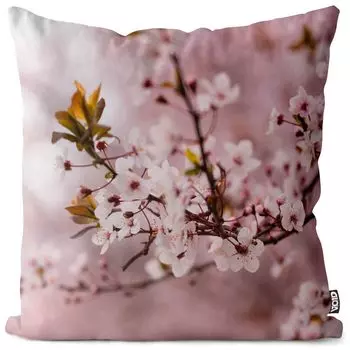 VOID Абрикосовое дерево Весенний чехол для подушки Полиэстер Водонепроницаемая подушка для улицы и дома Размер: 80 x 80 см