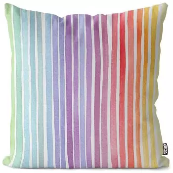 VOID Акварельные полоски Чехлы для подушек Чехлы для подушек Полиэстер Водонепроницаемая подушка для улицы и дома Размер: 80 x 80 см