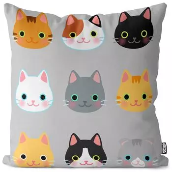 VOID Аниме Кошки Серый чехол для подушки Полиэстер Водонепроницаемая подушка для улицы и дома Размер: 80 x 80 см