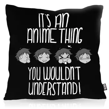VOID Anime Thing Boy Чехол на подушку из полиэстера Водонепроницаемый уличный домашний вентилятор Манга Япония Otaku Nerd, Цвет: черный, Размер подушки: 80 x 80 см