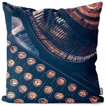 VOID Антикварная пишущая машинка. Чехол для подушки со шрифтом. Полиэстер. Водонепроницаемая подушка для улицы и дома. Размер: 80 x 80 см.