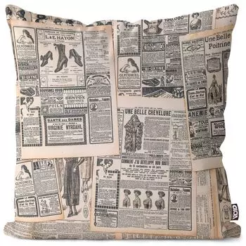 VOID Антикварные газеты Новости Чехол на подушку Полиэстер Водонепроницаемая подушка для улицы и дома Размер: 80 x 80 см