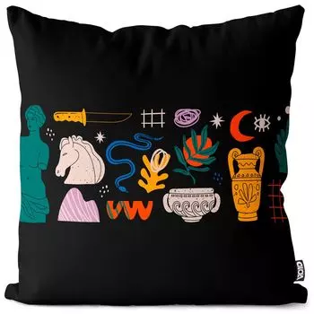 VOID Антикварные статуи Чехол на подушку с графикой Чехол на подушку Полиэстер Водонепроницаемая подушка для улицы и дома Размер: 60 x 60 см