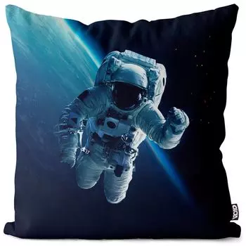 VOID Астронавт Земля Космос Звезды Чехол на подушку Полиэстер Водонепроницаемая подушка для улицы и дома Размер: 80 x 80 см