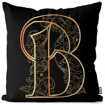 VOID B Буква Цветочный винтажный чехол для подушки Полиэстер Водонепроницаемая подушка для улицы и дома Размер: 60 x 60 см