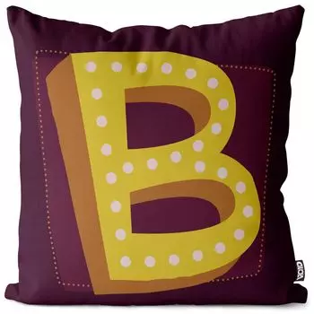 VOID B буквы винтажные инициалы чехол на подушку чехол на подушку из полиэстера водонепроницаемый для улицы и дома, размер подушки: 60 x 60 см