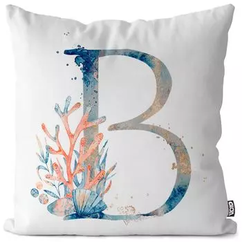 VOID B с буквами имени шрифта, чехол для подушки, чехол для подушки, полиэстер, водонепроницаемый, для улицы, в помещении, размер подушки: 60 x 60 см