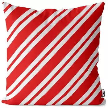 VOID Бело-красный полосатый чехол для подушки Полиэстер Водонепроницаемая подушка для улицы и дома Размер: 60 x 60 см