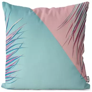 VOID Бирюзово-Розовые Пальмы Чехол на подушку Полиэстер Водонепроницаемая подушка для улицы и дома Размер: 60 x 60 см
