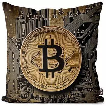 VOID Биткойн Крипто Цифровая наволочка Полиэстер Водонепроницаемая подушка для улицы и дома Размер: 60 x 60 см