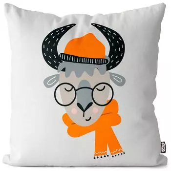 VOID Bock Детская наволочка с рисунком животного из полиэстера Водонепроницаемая уличная подушка для дома Размер: 80 x 80 см