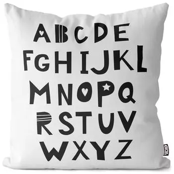 VOID Буквы ABC Графический детский чехол для подушки Полиэстер Водонепроницаемая подушка для улицы и дома Размер: 60 x 60 см