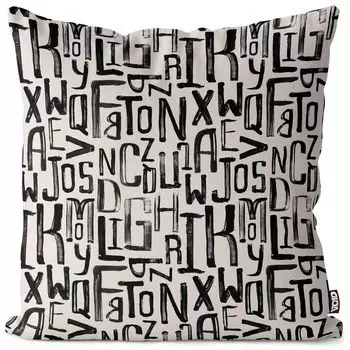 VOID Буквы алфавита Графический чехол для подушки Чехол для подушки Полиэстер Водонепроницаемая подушка для улицы и дома Размер: 60 x 60 см