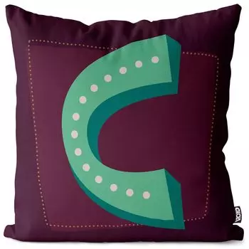 VOID C буквы винтажные инициалы чехол на подушку чехол на подушку из полиэстера водонепроницаемый для улицы и дома, размер подушки: 60 x 60 см