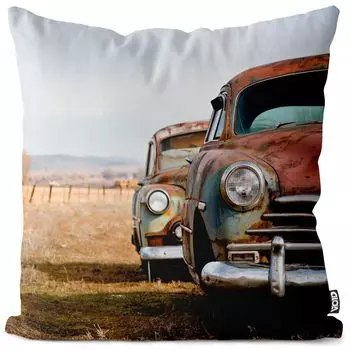 VOID Cars Винтажный классический автомобильный фермерский чехол для подушки из полиэстера Водонепроницаемая уличная подушка для дома Размер: 60 x 60 см