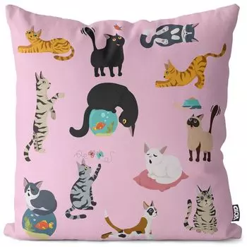 VOID Cat Gang розовый чехол на подушку чехол из полиэстера водонепроницаемый для улицы и дома, размер подушки: 80 x 80 см